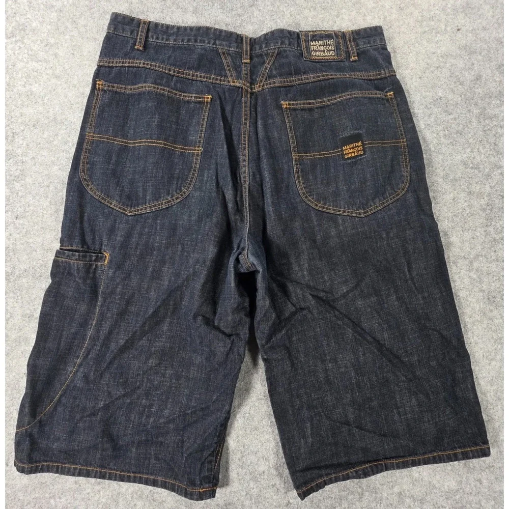 Le Jean De Marithe Francois Girbaud Shorts Mens 38 Dark Wash Vintage Y2K Baggy